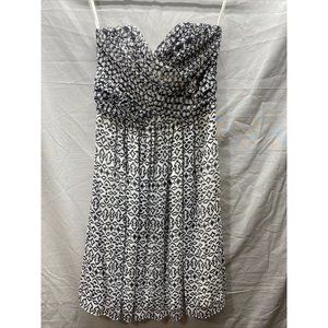 White House Black Market Womens Dress Strapless Heart Bust Mini Black White 0